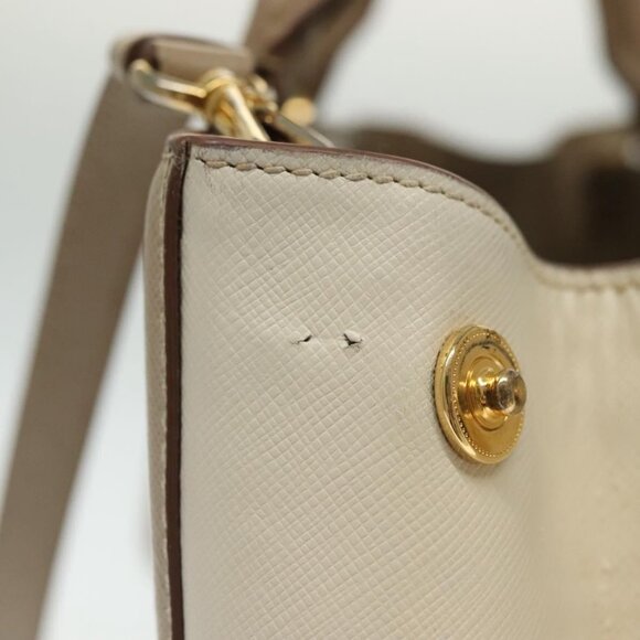 PRADA Hand Bag Safiano Leather 2way Beige Gold Auth - Picture 11 of 15